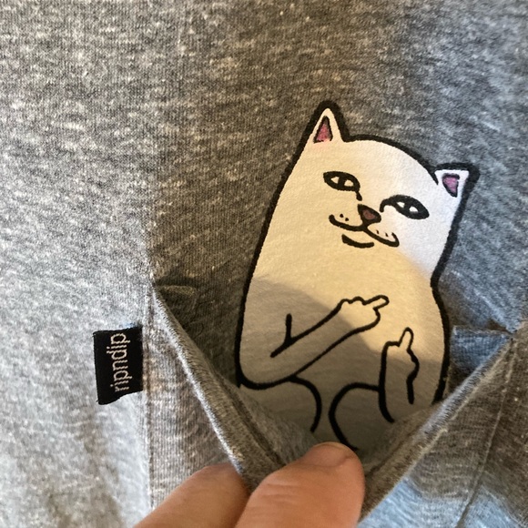 Gray RIPNDIP short sleeve tee shirt with pocket. Size M - Picture 2 of 9